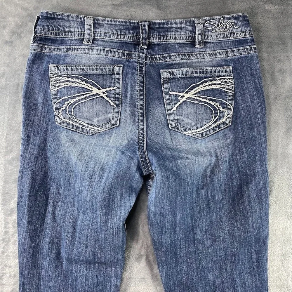 Silver Jeans Womens 36x29 Suki Boot Cut Blue Denim Thick Stitch Medium Wash - Picture 6 of 10